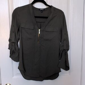 Express Women's Dark Gray Zip Blouse